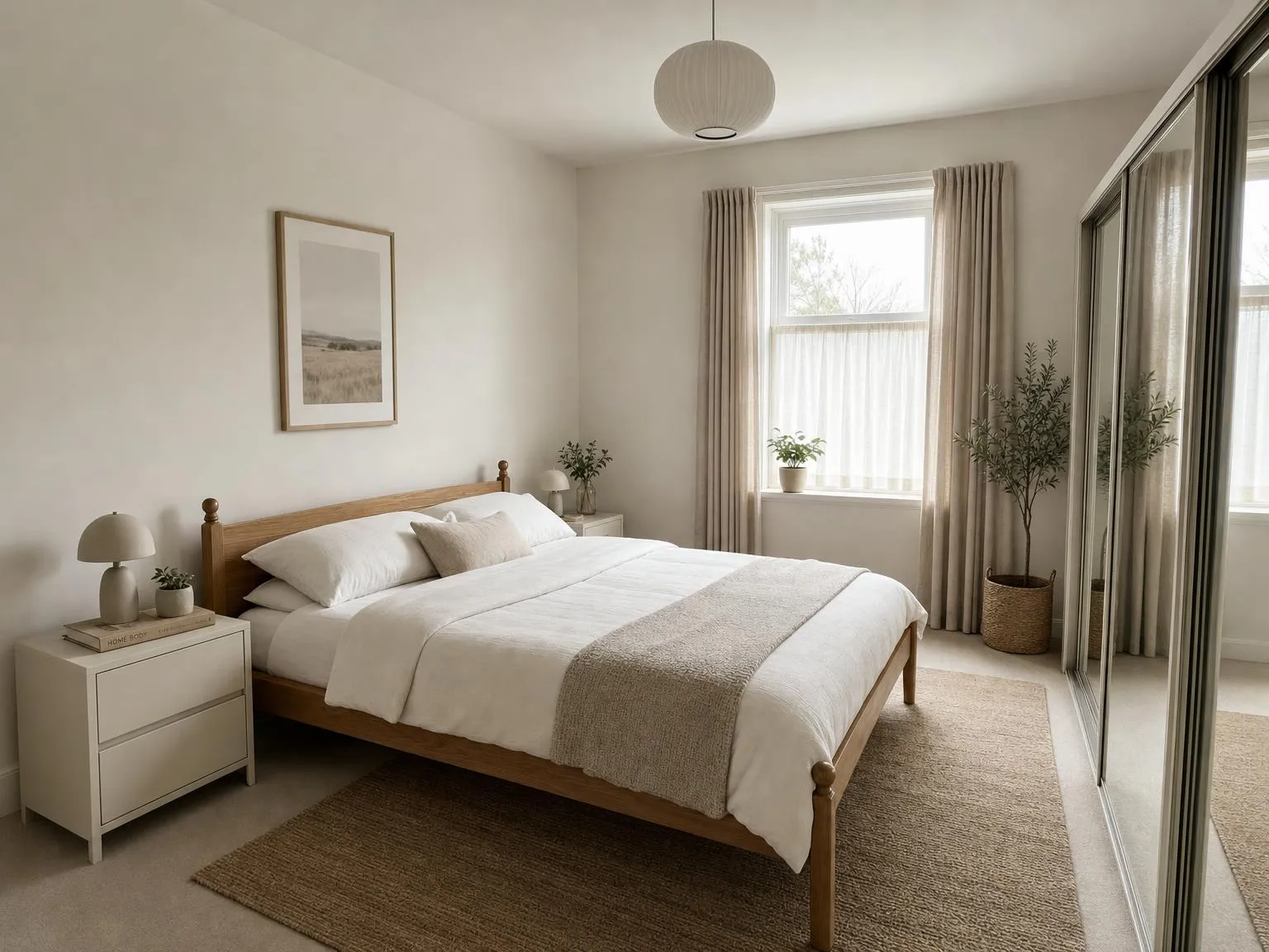The same bedroom photo edited by gpt-image-2 into a minimalist style