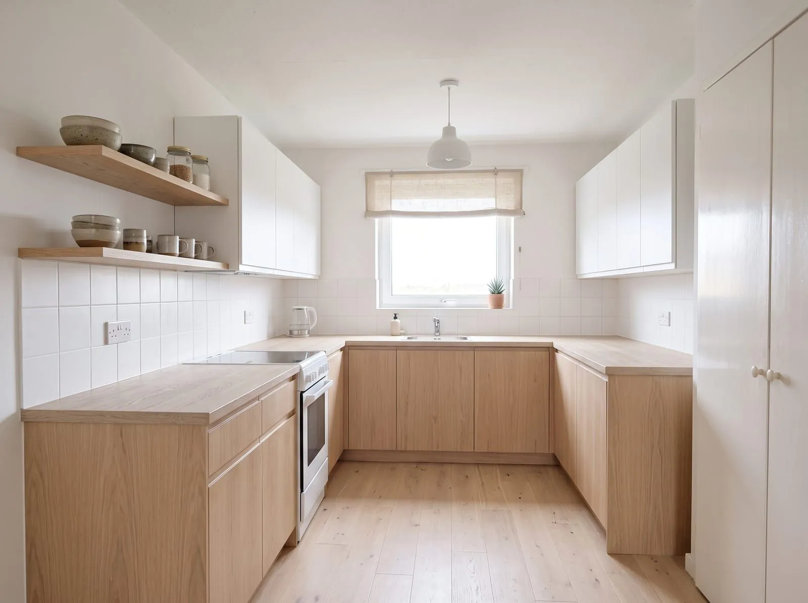 The same kitchen redesigned in a Scandinavian style