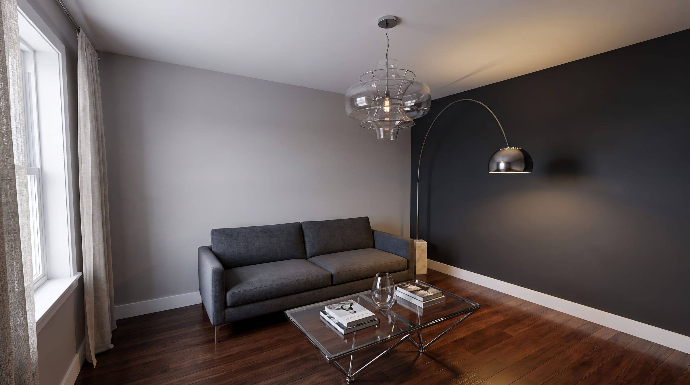 The same living room redesigned in a modern style